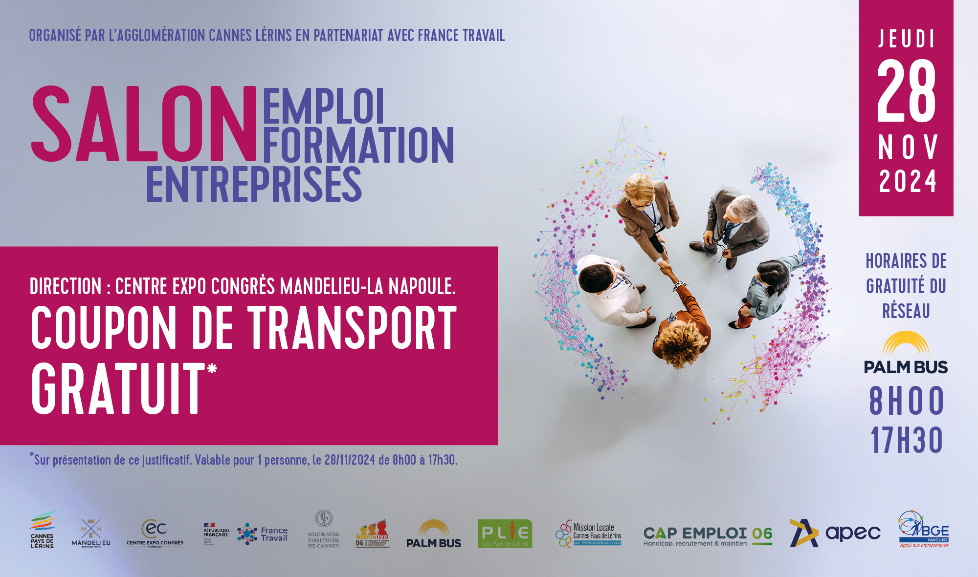 coupon gratuité des transports Palm Bus le 28 novembre 2024